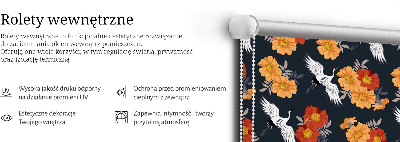 Modern roller blind con estampado de flores y grullas