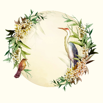 Modern roller blind con diseño de una grúa sobre un círculo de vegetación