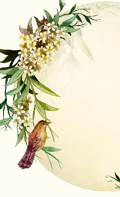 Modern roller blind con diseño de una grúa sobre un círculo de vegetación