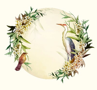 Modern roller blind con diseño de una grúa sobre un círculo de vegetación