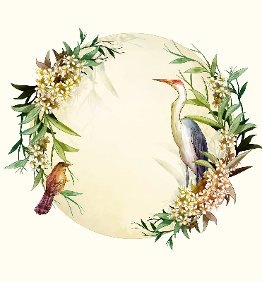 Modern roller blind con diseño de una grúa sobre un círculo de vegetación