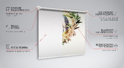 Modern roller blind con diseño de una grúa sobre un círculo de vegetación