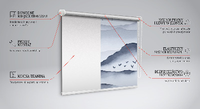 Estor enrollable para ventana con estampado de montañas en la niebla