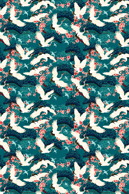 Estor enrollable para ventana con estampado de una bandada de grullas