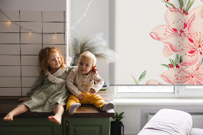 Modern roller blind con estampado de flores rosas