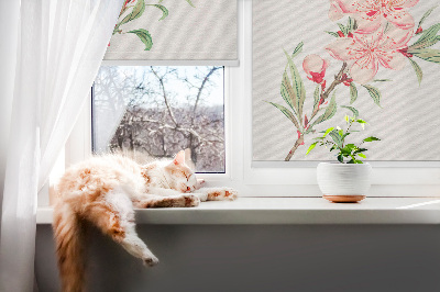 Modern roller blind con estampado de flores rosas