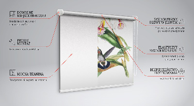 Estor enrollable con diseño de pájaros sobre una flor