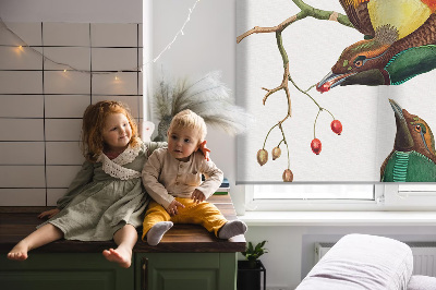 Modern roller blind con estampado de pájaros en una rama