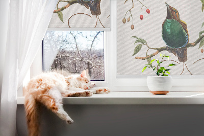 Modern roller blind con estampado de pájaros en una rama