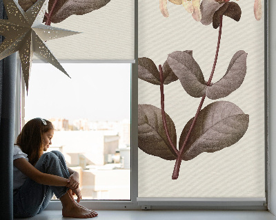 Estor enrollable para ventana con estampado de flores que caen