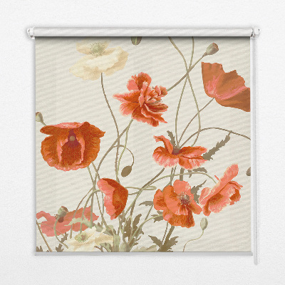 Estor enrollable con estampado de amapolas