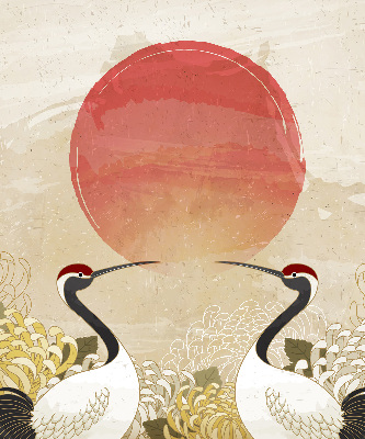 Modern roller blind con estampado de grullas al atardecer