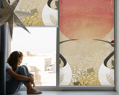 Modern roller blind con estampado de grullas al atardecer