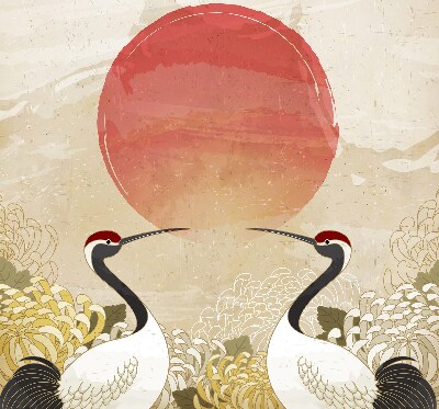 Modern roller blind con estampado de grullas al atardecer