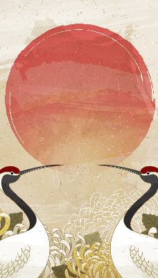 Modern roller blind con estampado de grullas al atardecer