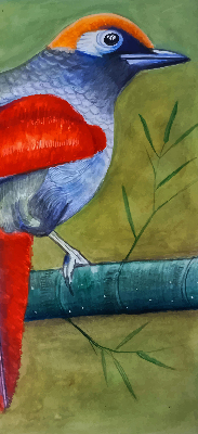 Estor enrollable con el dibujo de un pájaro posado en una rama