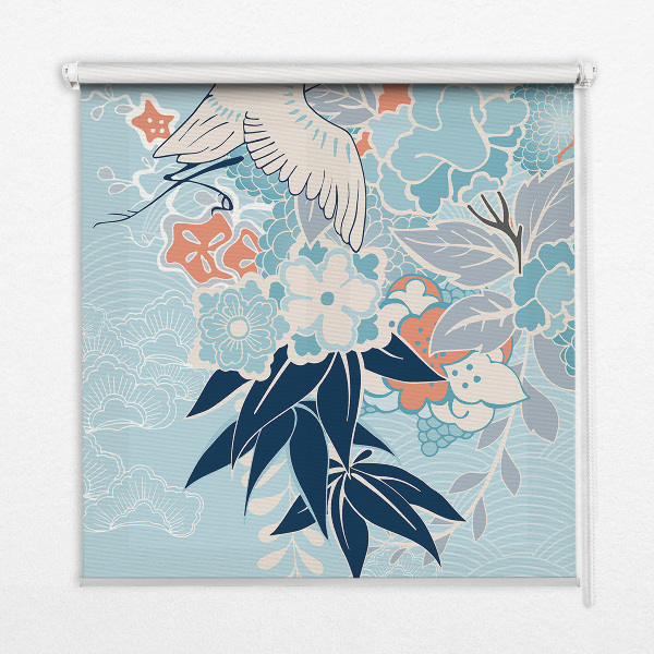 Modern roller blind con estampado de garzas y flores