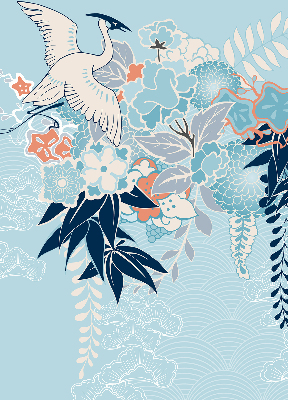 Modern roller blind con estampado de garzas y flores