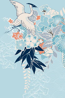 Modern roller blind con estampado de garzas y flores