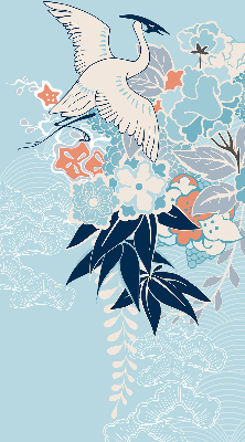 Modern roller blind con estampado de garzas y flores