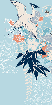 Modern roller blind con estampado de garzas y flores