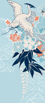 Modern roller blind con estampado de garzas y flores