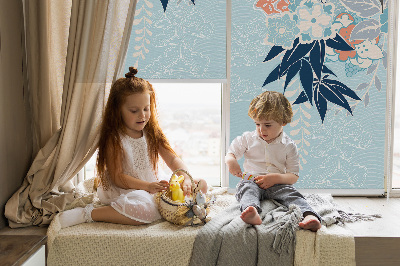 Modern roller blind con estampado de garzas y flores