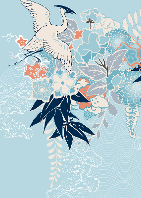 Modern roller blind con estampado de garzas y flores