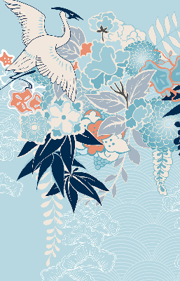 Modern roller blind con estampado de garzas y flores