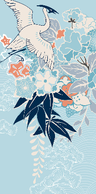 Modern roller blind con estampado de garzas y flores