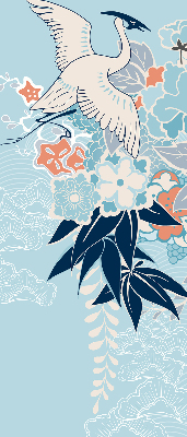 Modern roller blind con estampado de garzas y flores