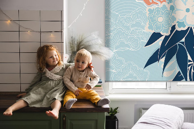 Modern roller blind con estampado de garzas y flores