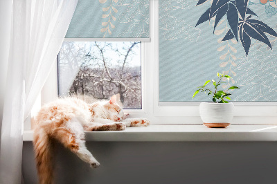Modern roller blind con estampado de garzas y flores