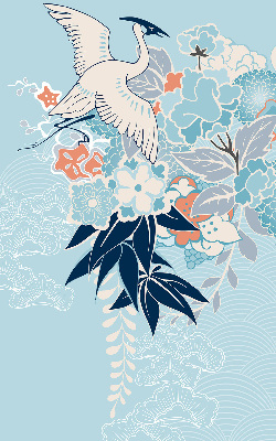 Modern roller blind con estampado de garzas y flores