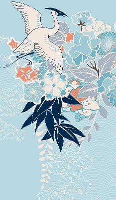 Modern roller blind con estampado de garzas y flores