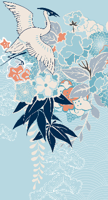 Modern roller blind con estampado de garzas y flores