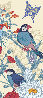 Estor enrollable para ventana con diseño de pájaros entre las flores