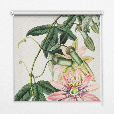 Estor enrollable con estampado de flores rosas