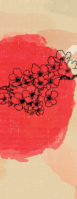 Estor enrollable para ventana con diseño de flores en un círculo rojo