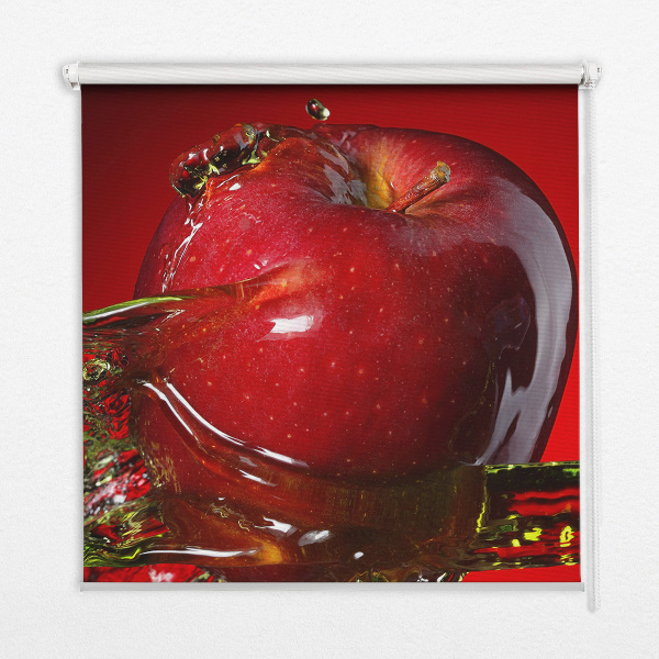 Estor opaco en color manzana roja con diseño de profundidades