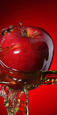 Estor opaco en color manzana roja con diseño de profundidades