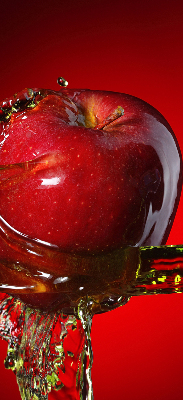 Estor opaco en color manzana roja con diseño de profundidades