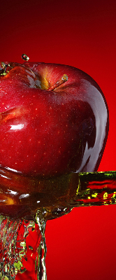 Estor opaco en color manzana roja con diseño de profundidades