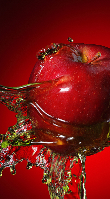 Estor opaco en color manzana roja con diseño de profundidades