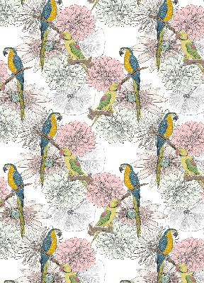 Estor opaco con diseño de loros en una rama