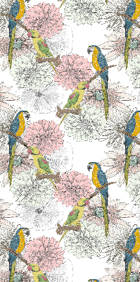 Estor opaco con diseño de loros en una rama