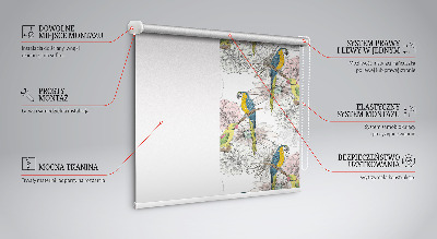 Estor opaco con diseño de loros en una rama