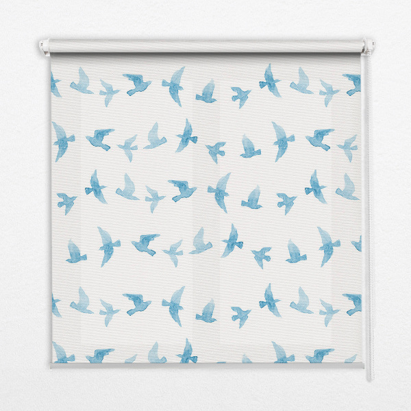 Estor decorativo con pájaros azules