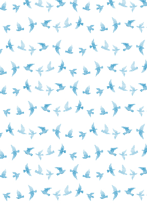 Estor decorativo con pájaros azules
