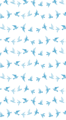 Estor decorativo con pájaros azules